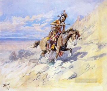 チャールズ・マリオン・ラッセル Painting - 馬に乗ったインド人 チャールズ・マリオン・ラッセル
